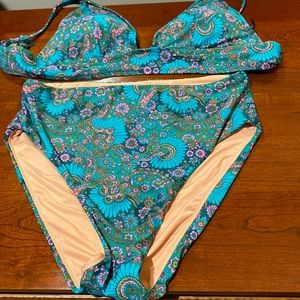 Jcrew paisley eco plung bikini